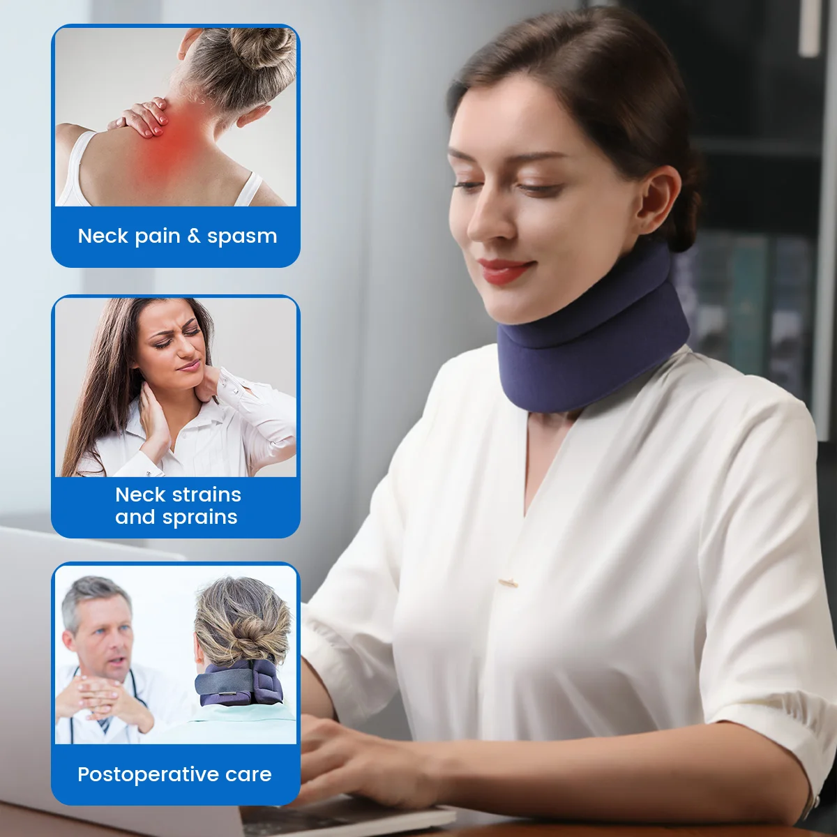 VELPEAU Neck Brace for Neck Support, Pain Relief and Spine Pressure, Adjustable Foam Cervical Collar for Snoozing Sleep Apnea
