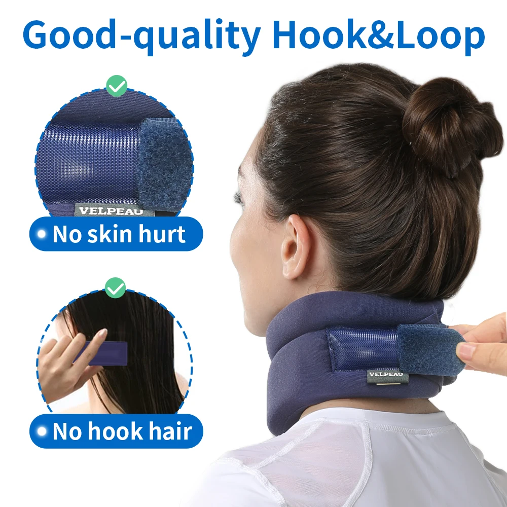 VELPEAU Neck Brace for Neck Support, Pain Relief and Spine Pressure, Adjustable Foam Cervical Collar for Snoozing Sleep Apnea
