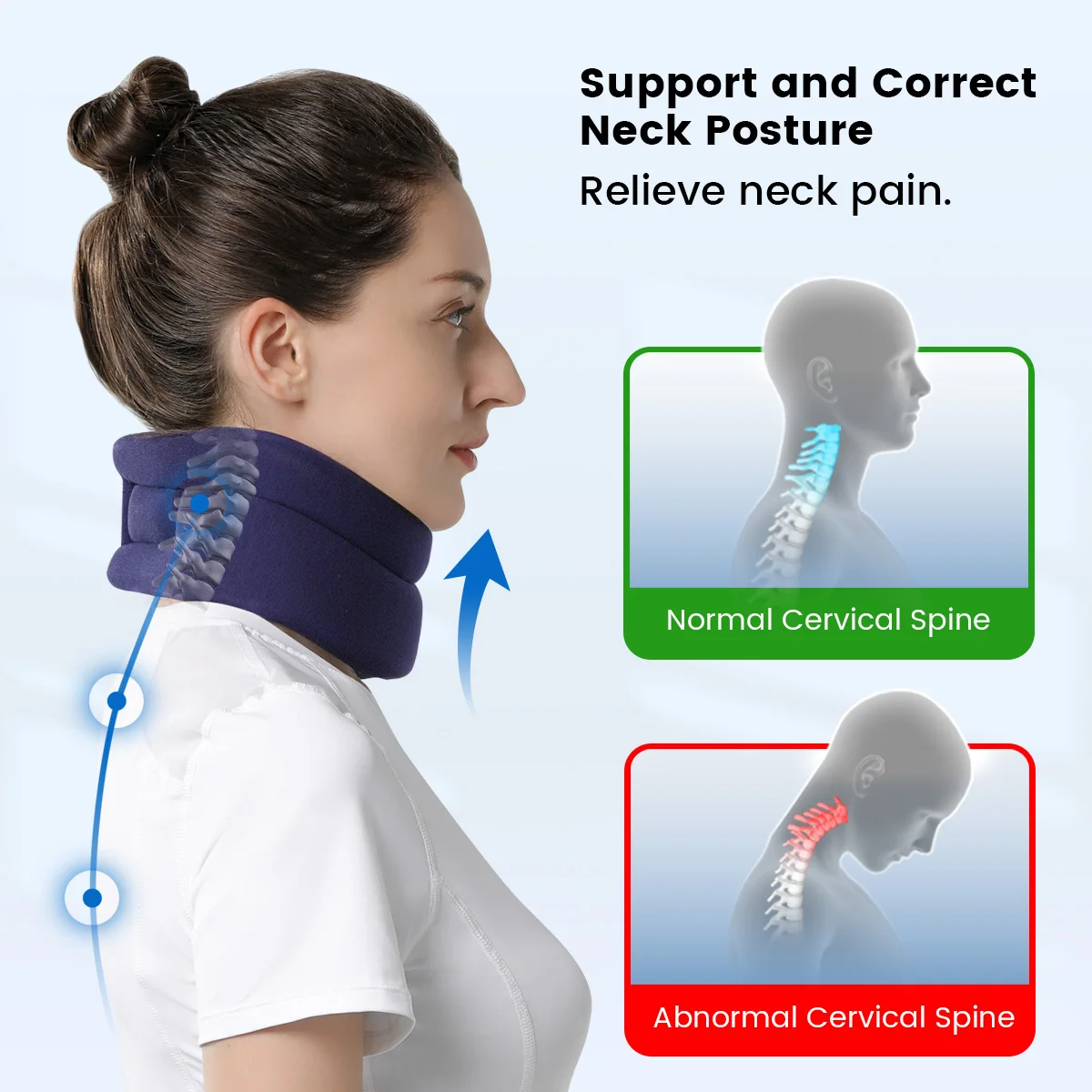 VELPEAU Neck Brace for Neck Support, Pain Relief and Spine Pressure, Adjustable Foam Cervical Collar for Snoozing Sleep Apnea