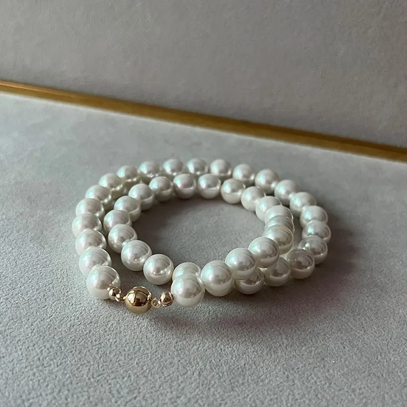 Elegant Classic Jewelry 8-16mm Large Imitation Pearl Necklace for Women 40-135CM Length