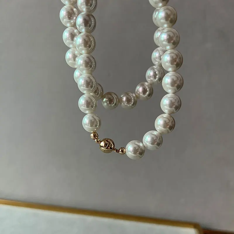 Elegant Classic Jewelry 8-16mm Large Imitation Pearl Necklace for Women 40-135CM Length