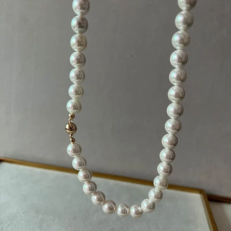 Elegant Classic Jewelry 8-16mm Large Imitation Pearl Necklace for Women 40-135CM Length