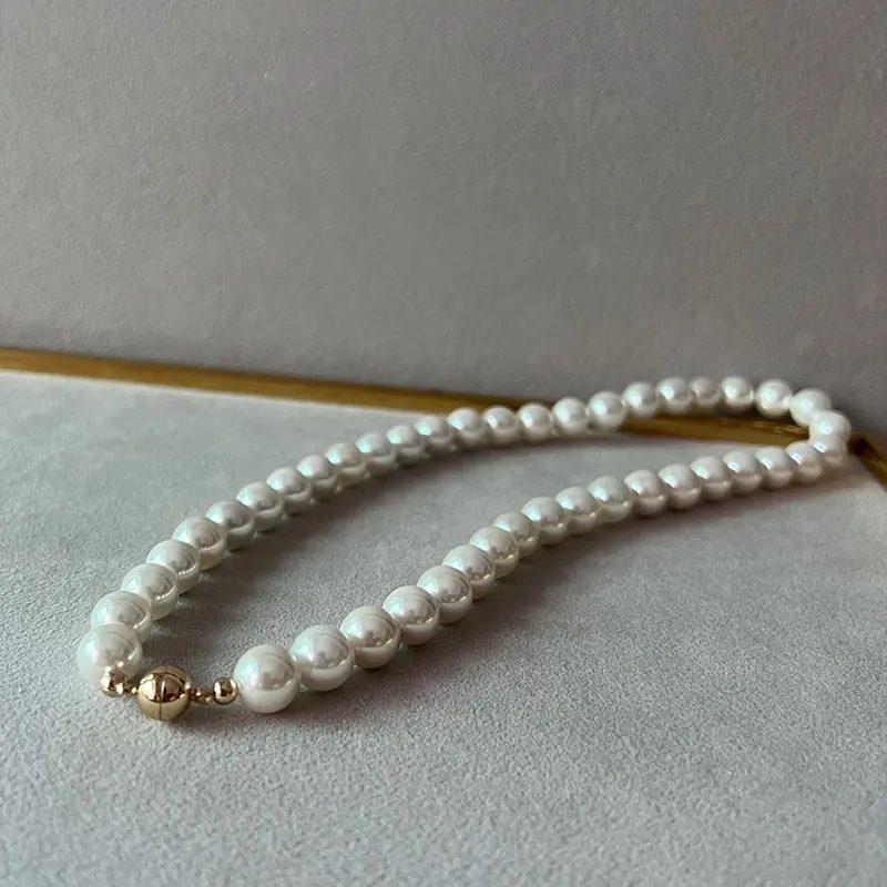 Elegant Classic Jewelry 8-16mm Large Imitation Pearl Necklace for Women 40-135CM Length