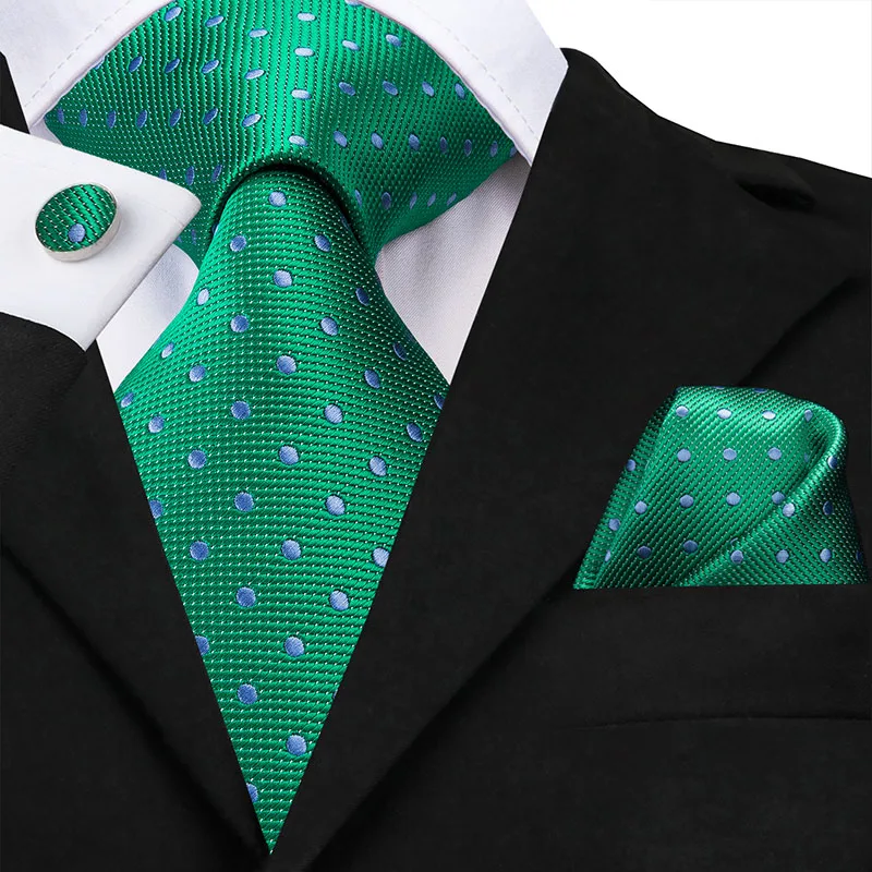 Hi-Tie Men Tie Grass Green Ties Floral Necktie Boutonniere Handkerchief Cufflinks Set Wedding Cravat for Groom 8.5 cm