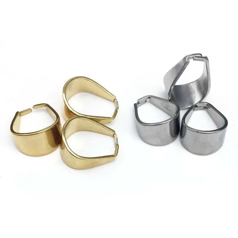 10pcs Large Stainless Steel Gold Plated Thick Pinch Bails Pendant Connectors for Heavy Pendant Men's Necklace Making 9x19mm