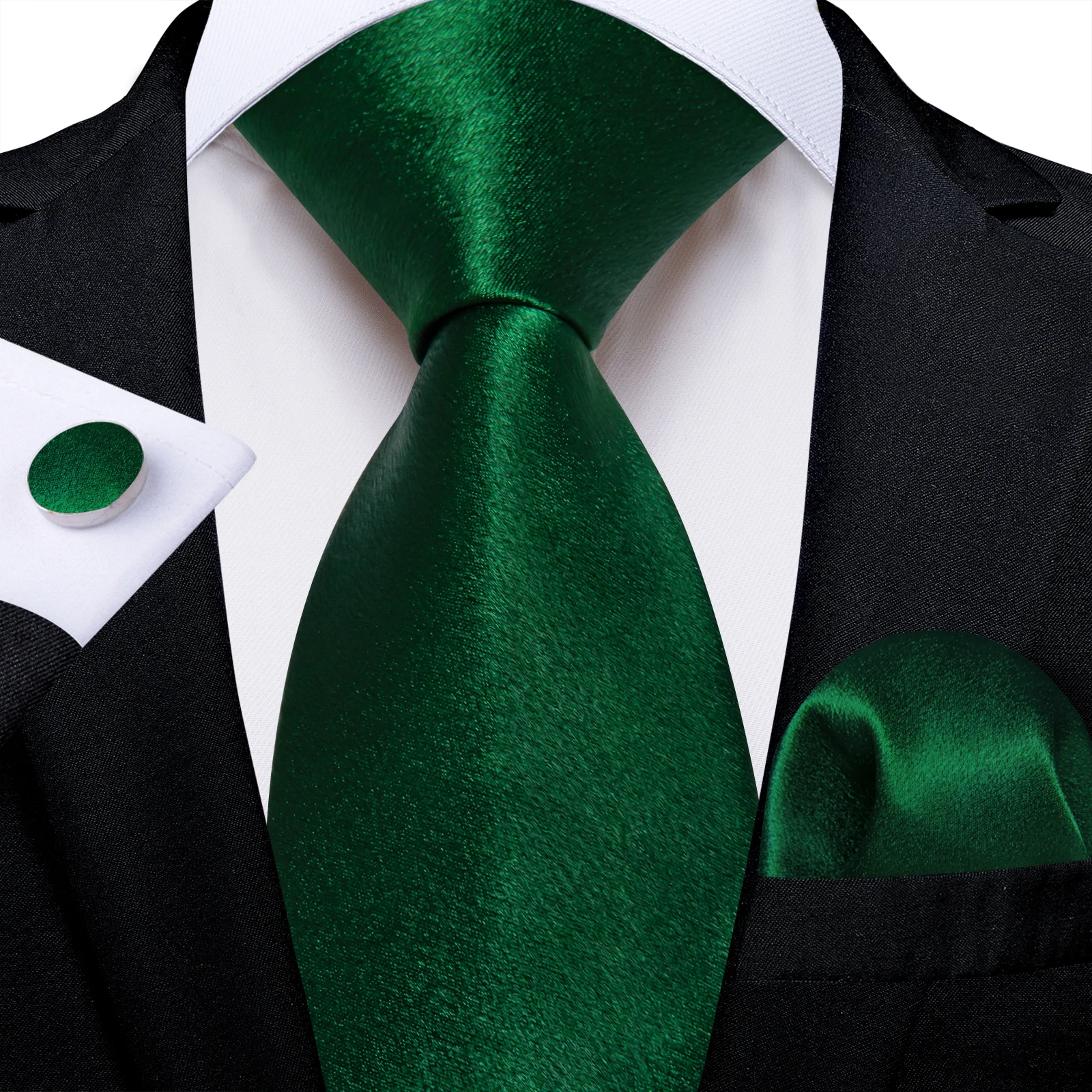 Dark Green Ties for Men Striped Paisley Floral Wedding Party Formal Necktie Handkerchief Cufflinks Gift Dropship