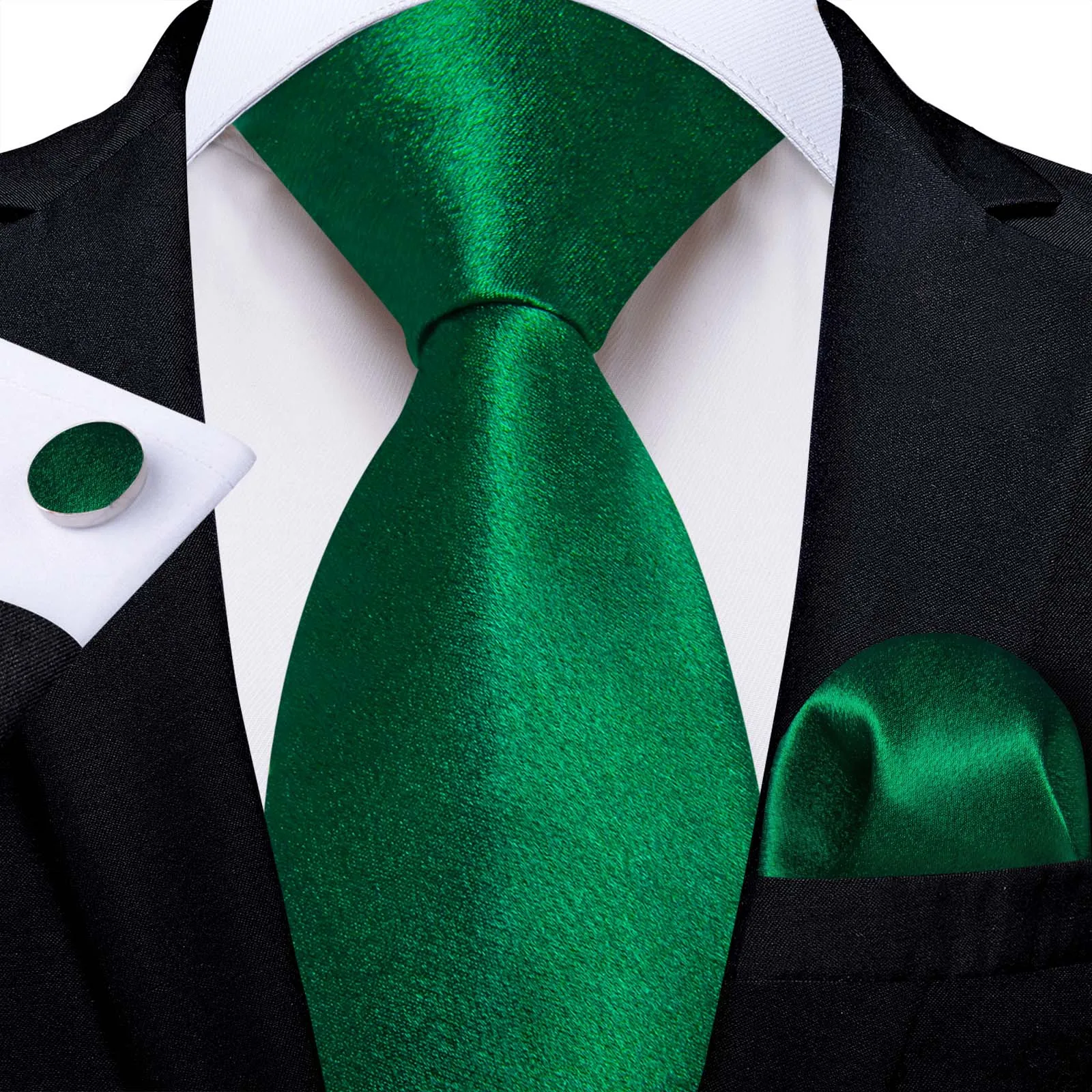 Dark Green Ties for Men Striped Paisley Floral Wedding Party Formal Necktie Handkerchief Cufflinks Gift Dropship