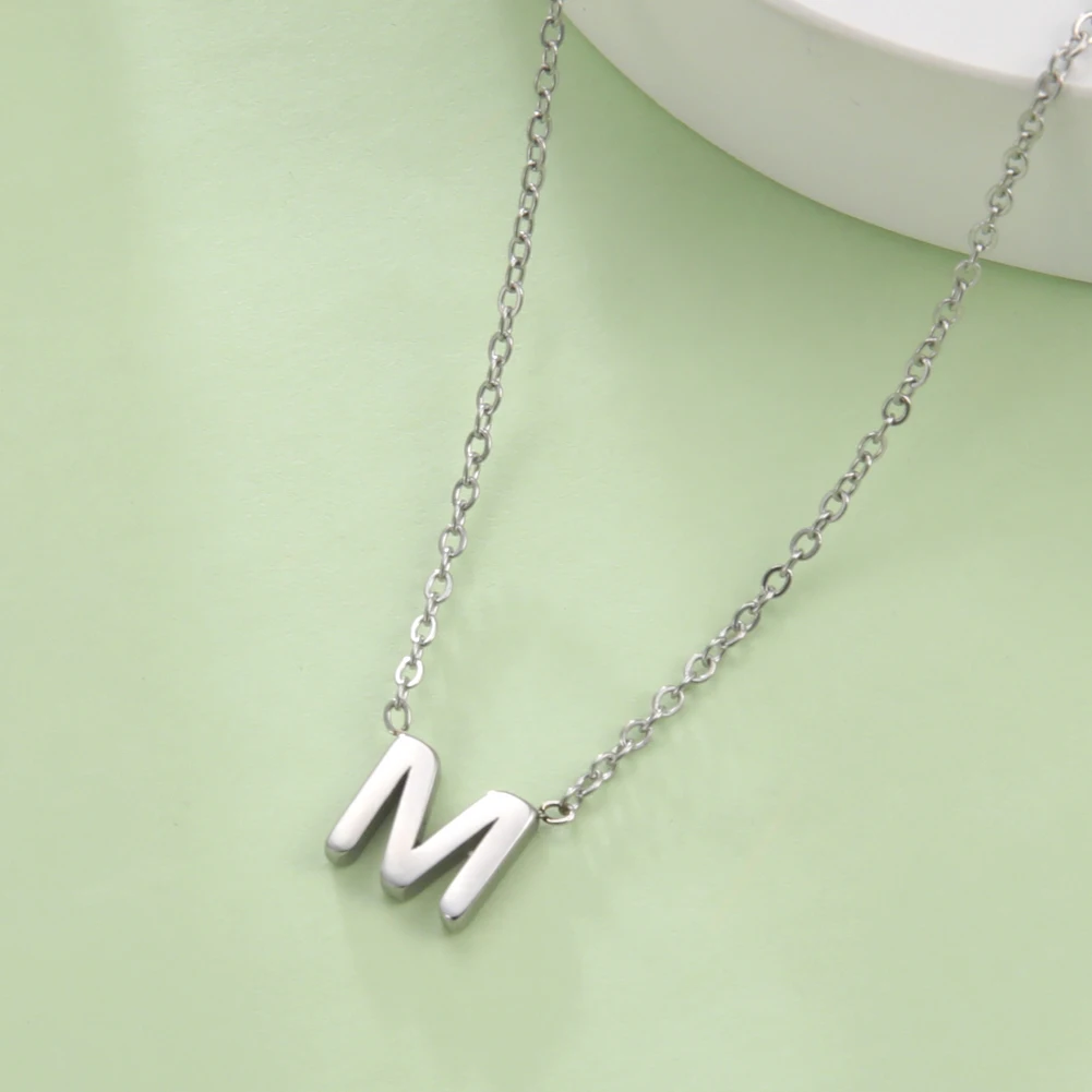 Cazador Minimalist Initial A-Z Letter Necklace for Women Alphabet Stainless Steel Choker Chains Jewelry Birthday Gift Wholesale