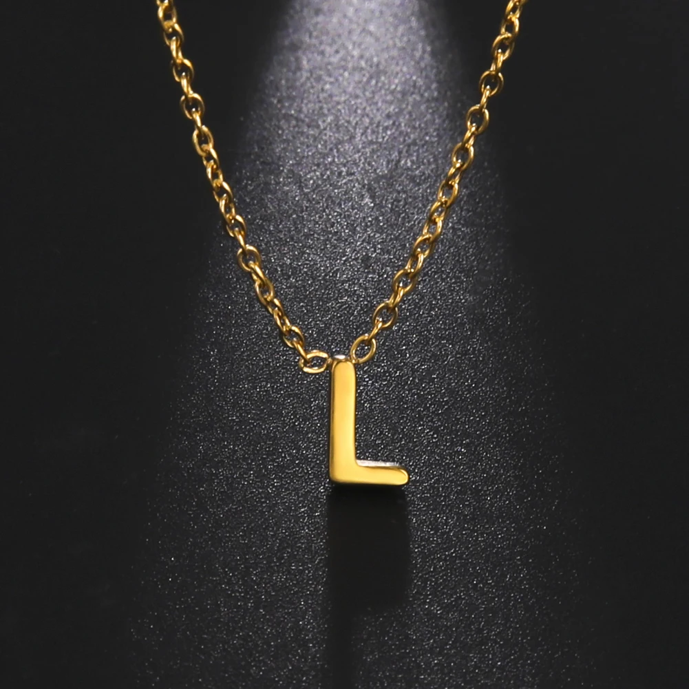 Cazador Minimalist Initial A-Z Letter Necklace for Women Alphabet Stainless Steel Choker Chains Jewelry Birthday Gift Wholesale