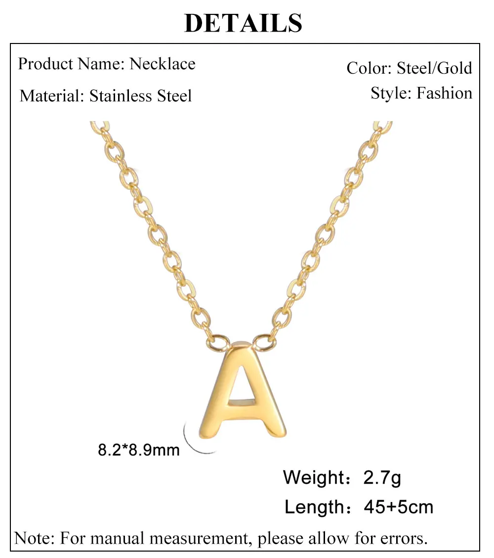Cazador Minimalist Initial A-Z Letter Necklace for Women Alphabet Stainless Steel Choker Chains Jewelry Birthday Gift Wholesale