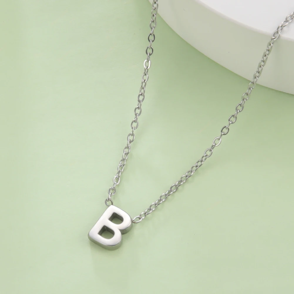 Cazador Minimalist Initial A-Z Letter Necklace for Women Alphabet Stainless Steel Choker Chains Jewelry Birthday Gift Wholesale