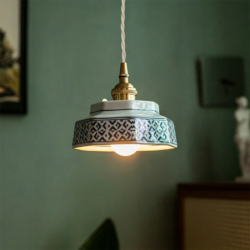 New Chinese-style Retro Ceramic Pendant Lights, Japanese-style Guesthouse Display windows, Restaurant Tea Room Bar Counter Islan