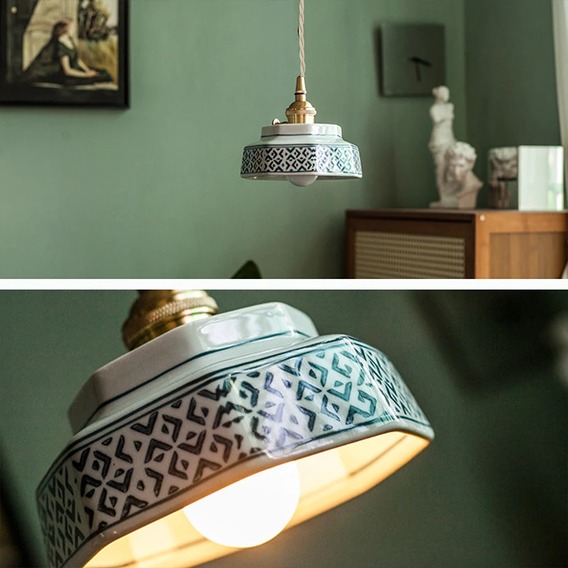 New Chinese-style Retro Ceramic Pendant Lights, Japanese-style Guesthouse Display windows, Restaurant Tea Room Bar Counter Islan
