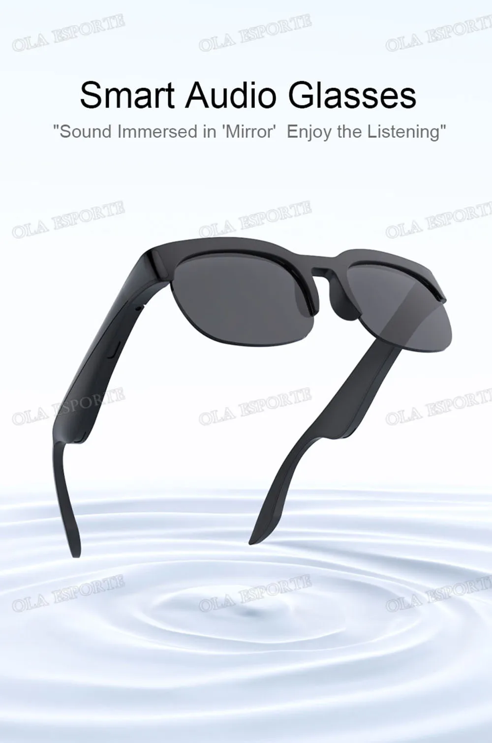 New Camera Control Smart Glasses Music Sunglasses Headphones Wireless Bluetooth Call Headset HIFI Audio glasses For Android HT30