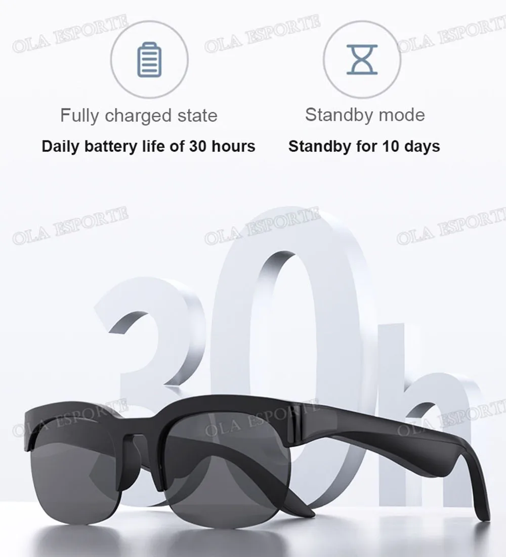 New Camera Control Smart Glasses Music Sunglasses Headphones Wireless Bluetooth Call Headset HIFI Audio glasses For Android HT30