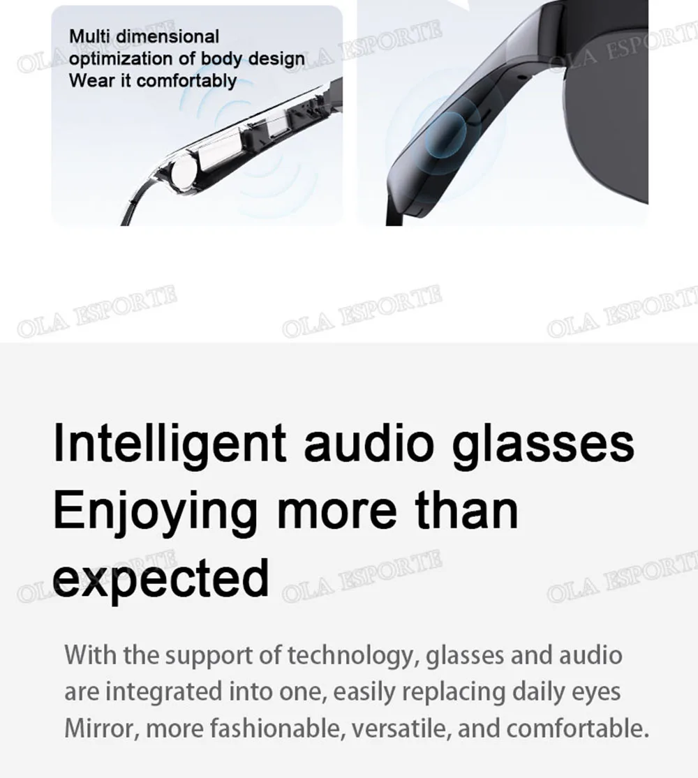 New Camera Control Smart Glasses Music Sunglasses Headphones Wireless Bluetooth Call Headset HIFI Audio glasses For Android HT30