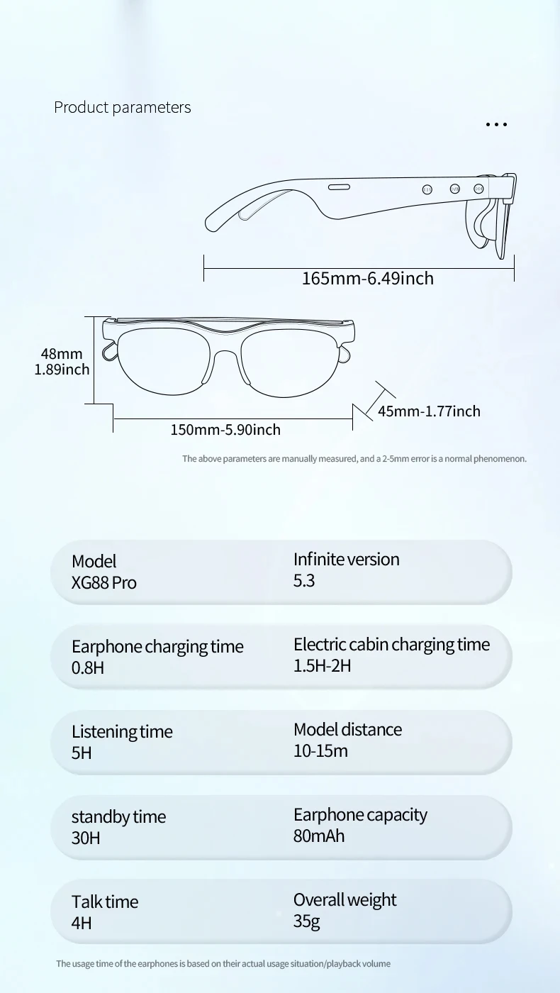 Smart Bluetooth Sunglasses Glasses Call Outdoor Sports Headphones V5.3 HIFI Black Technology Anti-touch UV For Men And Women