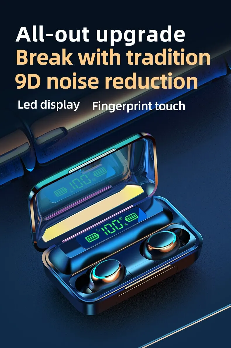 TWS Wireless Bluetooth 5.0 Earphones Sports Waterproof Headset Power Display Waterproof For iPhone/Xiaomi/Huawei Sport Accessory