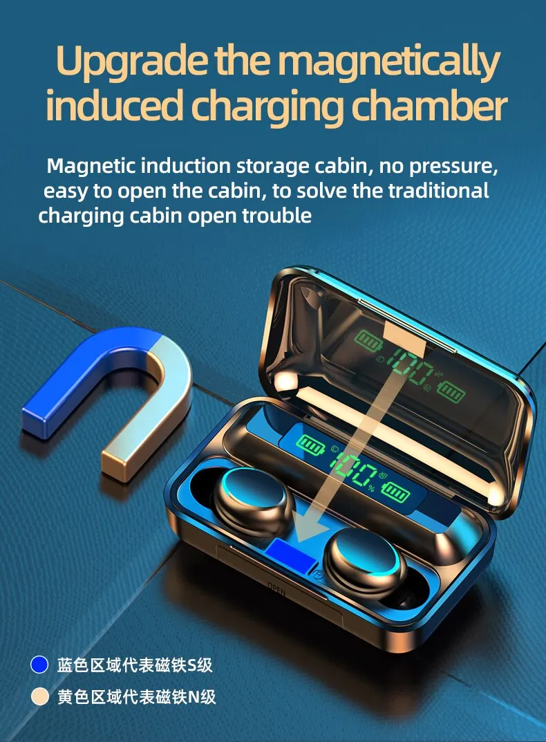 TWS Wireless Bluetooth 5.0 Earphones Sports Waterproof Headset Power Display Waterproof For iPhone/Xiaomi/Huawei Sport Accessory