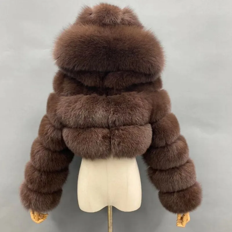 Quality Furry Cropped Faux Fur Coats And Jacket Women Short Fluffy Tops Coat With Hooded Winter Fur Jackets Ladies Cardigan 2740