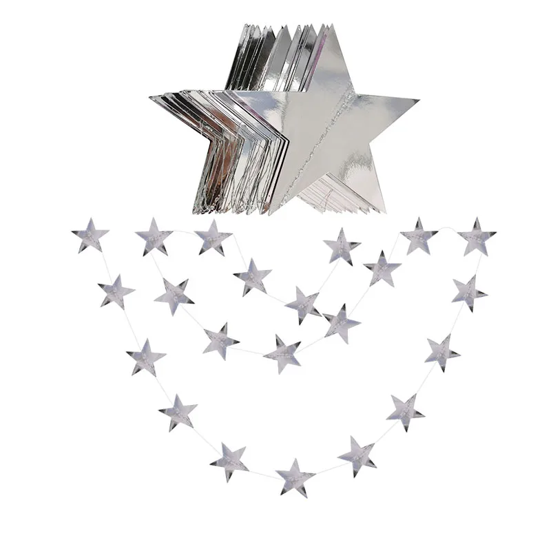 4M Star Garland 7cm 10cm Paper Stars Streamer Glitter Bunting for Birthday Party Decoration Kids Room Decor Baby Shower Supplies