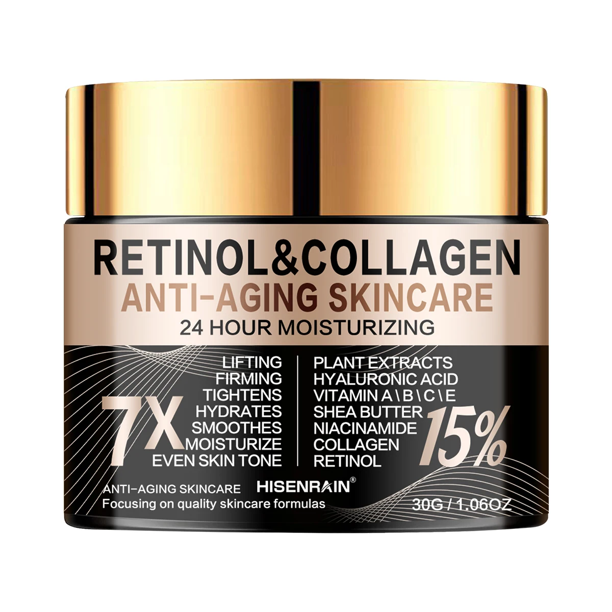 HISENRAIN Retinol Collagen Face Cream - Anti-Aging Intense Moisturizer, Reduce Wrinkles Fine Lines & Firm Skin.