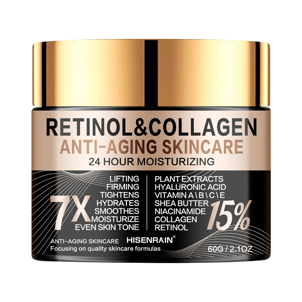 HISENRAIN Retinol Collagen Face Cream - Anti-Aging Intense Moisturizer, Reduce Wrinkles Fine Lines & Firm Skin.
