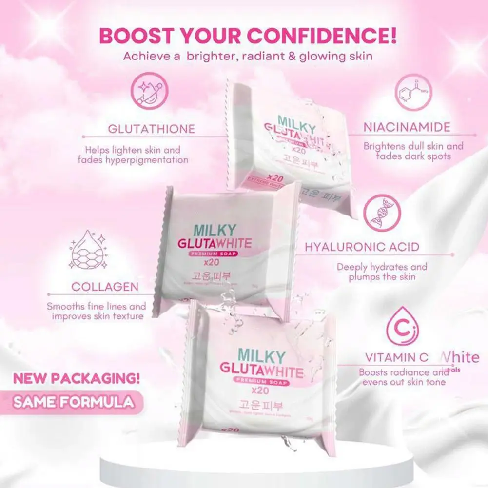 1-10PCS Korean MILKY GLUTAWHITE Premium Soap 70g Deep Cleansing Nourishing Rich Foam Soap Efficient Body Face Cleansing Care