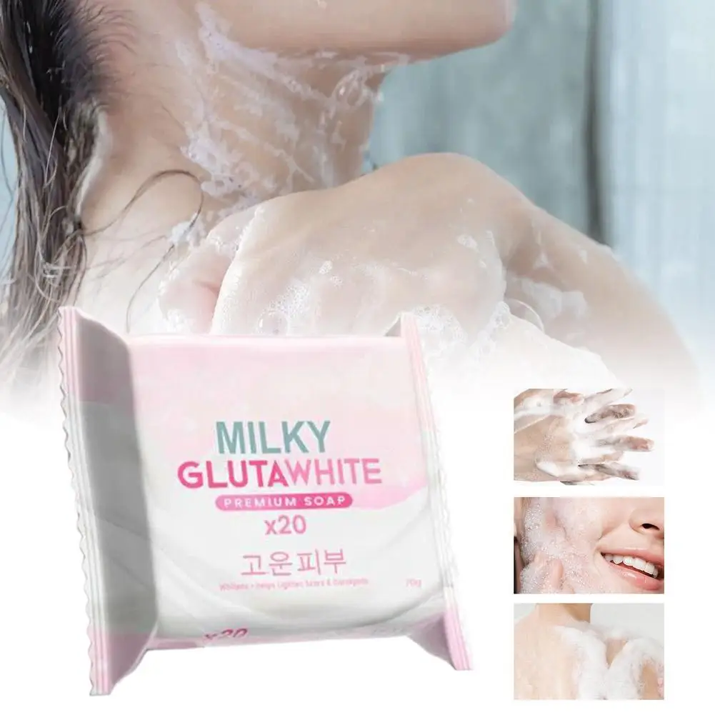 1-10PCS Korean MILKY GLUTAWHITE Premium Soap 70g Deep Cleansing Nourishing Rich Foam Soap Efficient Body Face Cleansing Care