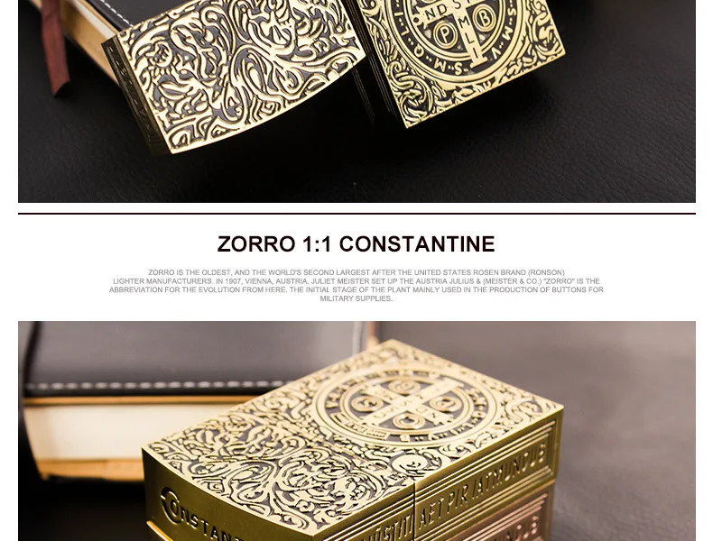 1:1 Limited Edition ZORRO Oversized Kerosen Lighter Metal Personality Constantine Creative Heavy Armor Oversized Lighter Gift