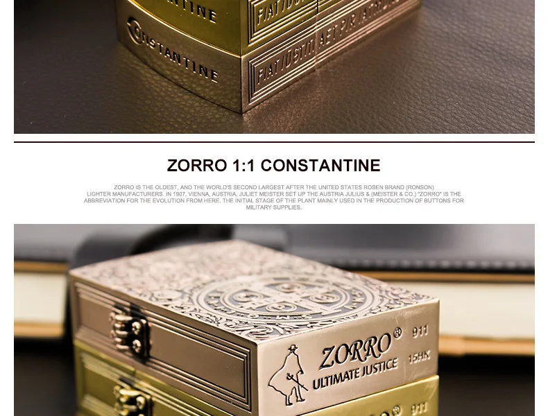 1:1 Limited Edition ZORRO Oversized Kerosen Lighter Metal Personality Constantine Creative Heavy Armor Oversized Lighter Gift