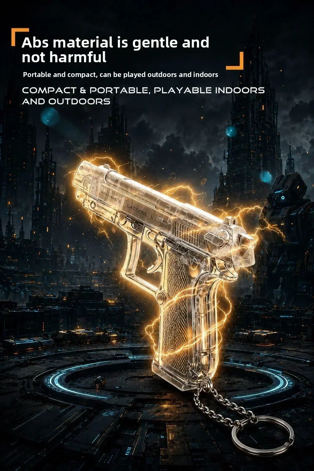 Novelty Shock Prank Toy Gun Keychain, Portable Gag Joke Gadget, Harmless Trick Toy for Men Party Prank, Fun Surprise Gift for Fr