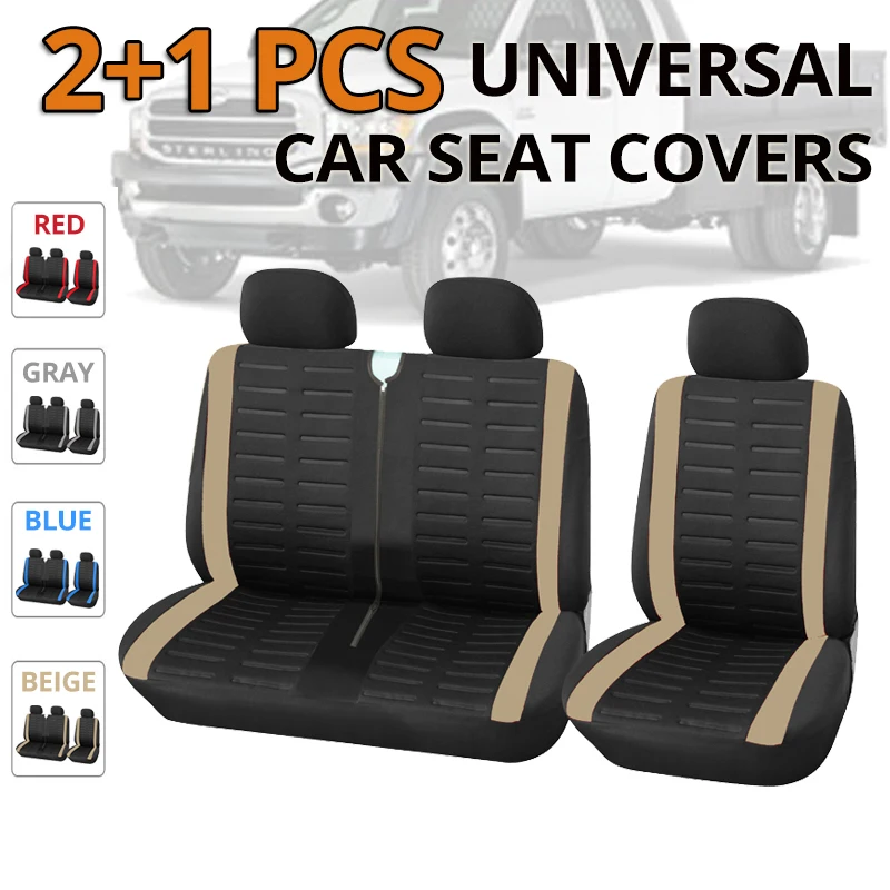 1+2 Beige Seat Covers Car Seat Cover for Transporter/Van, Universal for 2+1 Car Seater, Truck Interior, for Renault Master 3 Sea