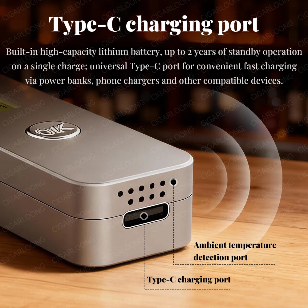 CIGARLOONG Digital Cigar Humidity Meter Portable Humidometer Electric Humidor Tester Guage Hygrometer Needle LCD Display CX-25IT