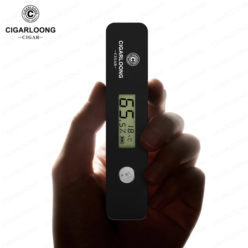 CIGARLOONG Digital Cigar Humidity Meter Portable Humidometer Electric Humidor Tester Guage Hygrometer Needle LCD Display CX-25IT
