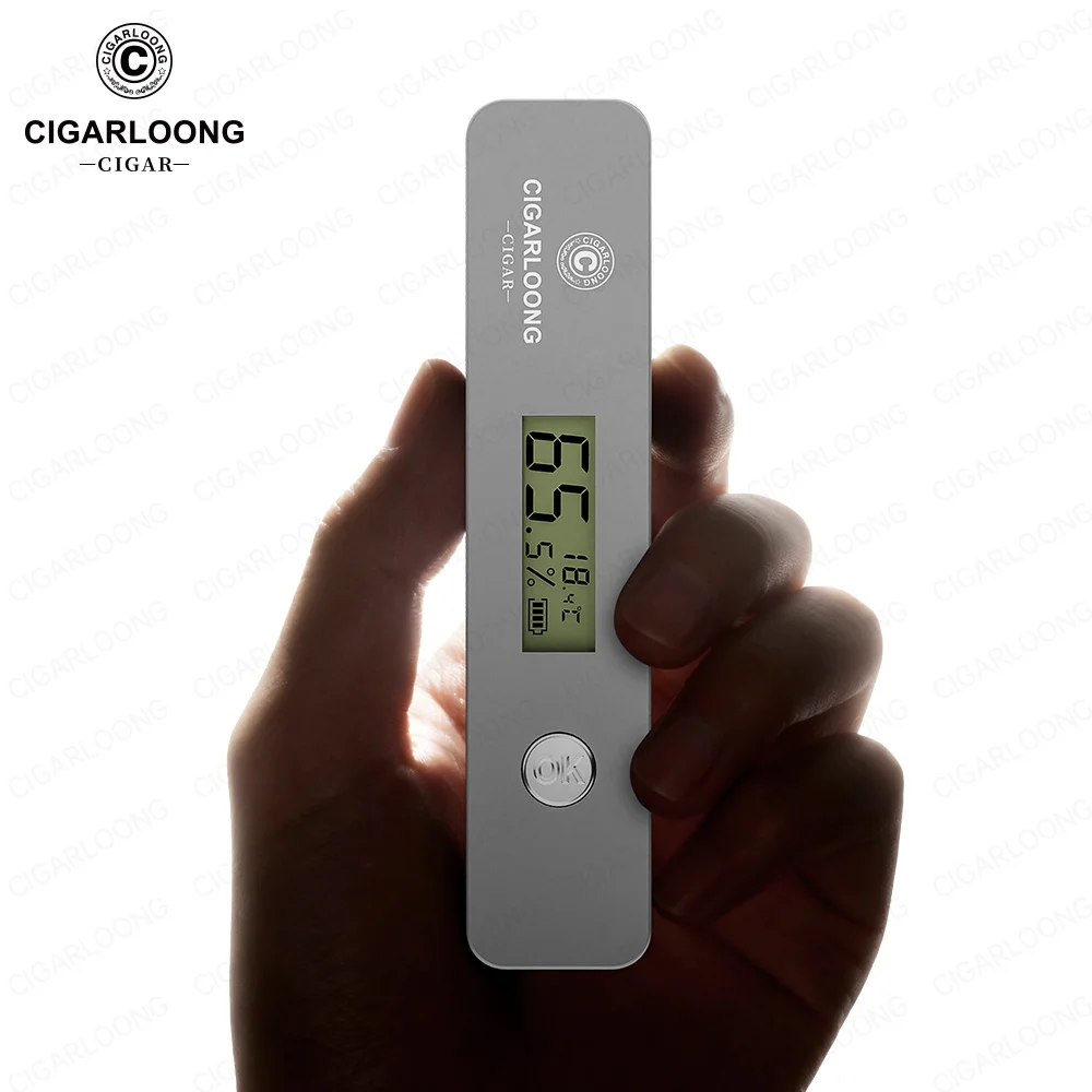 CIGARLOONG Digital Cigar Humidity Meter Portable Humidometer Electric Humidor Tester Guage Hygrometer Needle LCD Display CX-25IT
