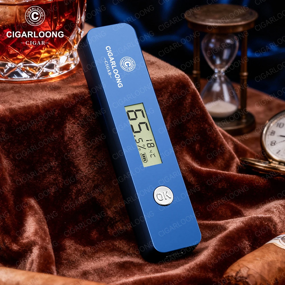 CIGARLOONG Digital Cigar Humidity Meter Portable Humidometer Electric Humidor Tester Guage Hygrometer Needle LCD Display CX-25IT