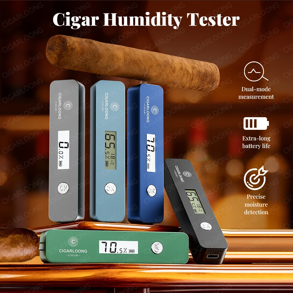 CIGARLOONG Digital Cigar Humidity Meter Portable Humidometer Electric Humidor Tester Guage Hygrometer Needle LCD Display CX-25IT
