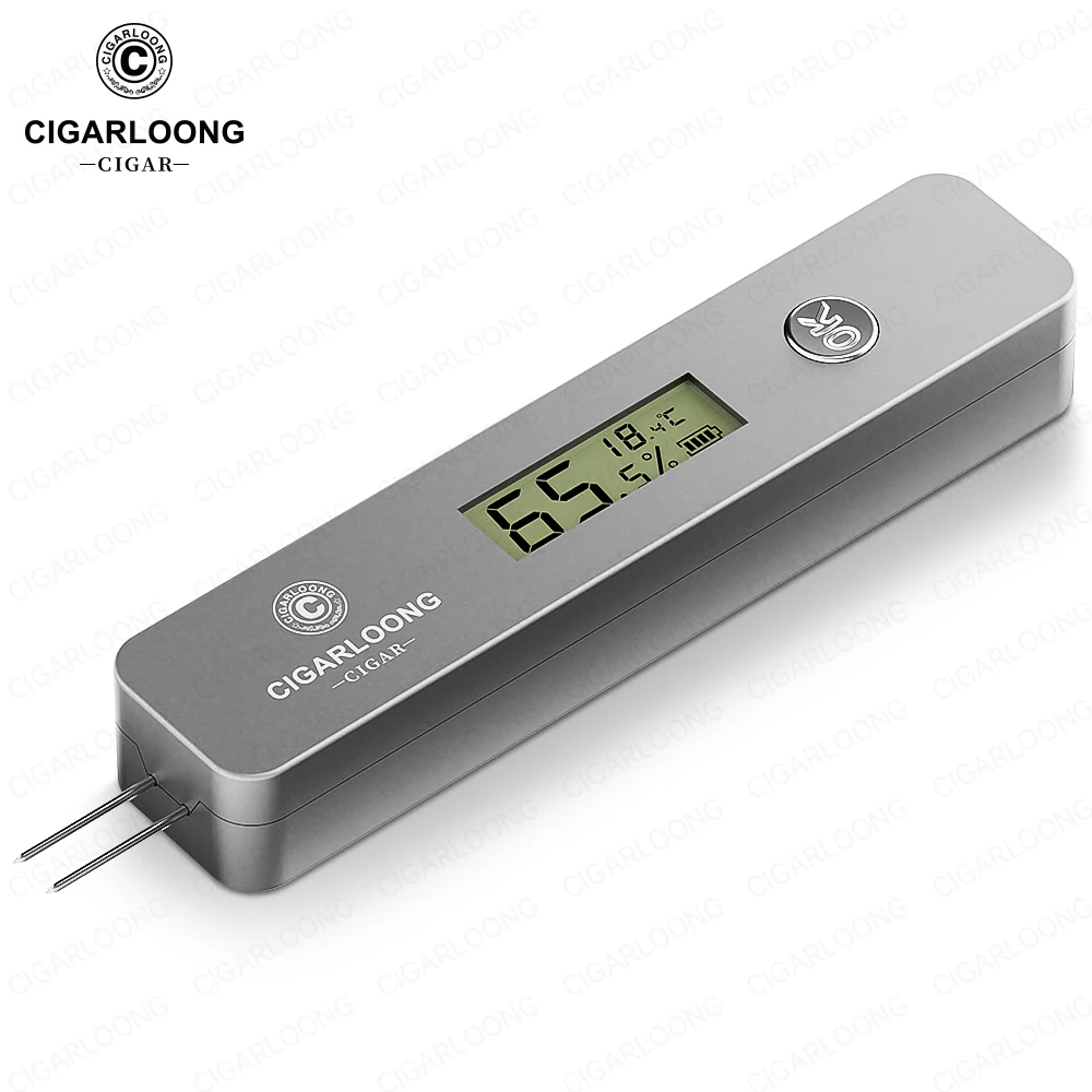 CIGARLOONG Digital Cigar Humidity Meter Portable Humidometer Electric Humidor Tester Guage Hygrometer Needle LCD Display CX-25IT