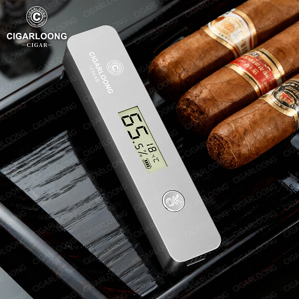CIGARLOONG Digital Cigar Humidity Meter Portable Humidometer Electric Humidor Tester Guage Hygrometer Needle LCD Display CX-25IT