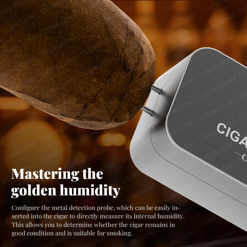 CIGARLOONG Digital Cigar Humidity Meter Portable Humidometer Electric Humidor Tester Guage Hygrometer Needle LCD Display CX-25IT