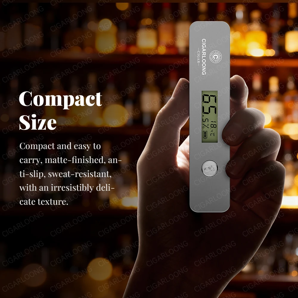 CIGARLOONG Digital Cigar Humidity Meter Portable Humidometer Electric Humidor Tester Guage Hygrometer Needle LCD Display CX-25IT
