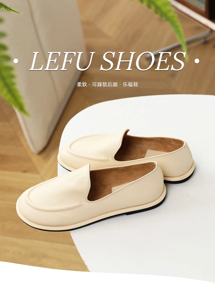 round toe soft leather flats shoes woman slip on loafers solid color sewing moccasins women muls shoes scarpe da donna 2025