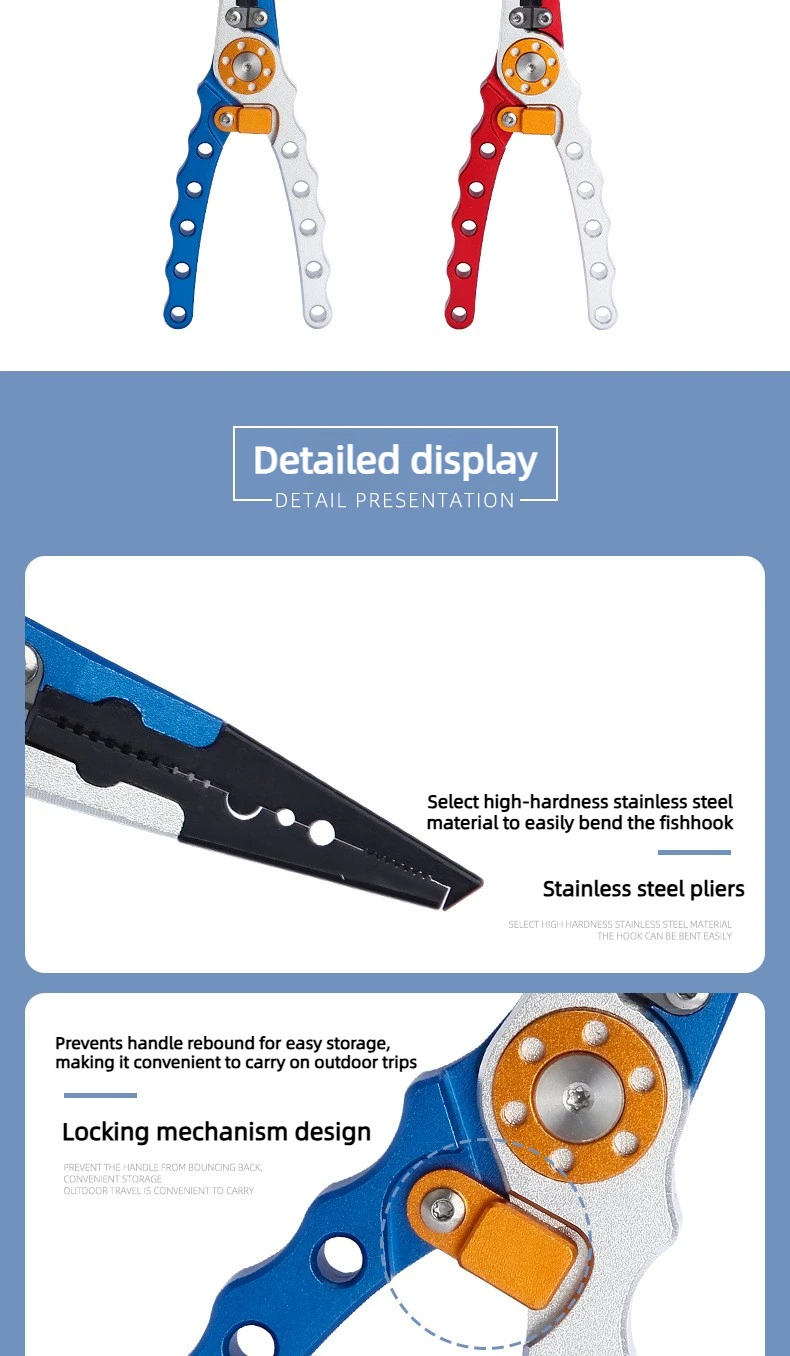 Aluminum Alloy Fishing Pliers Saltwater Corrosion Resistant, Heavy Duty Fishing Multitool with Lanyard Sheath Hook Remover Line
