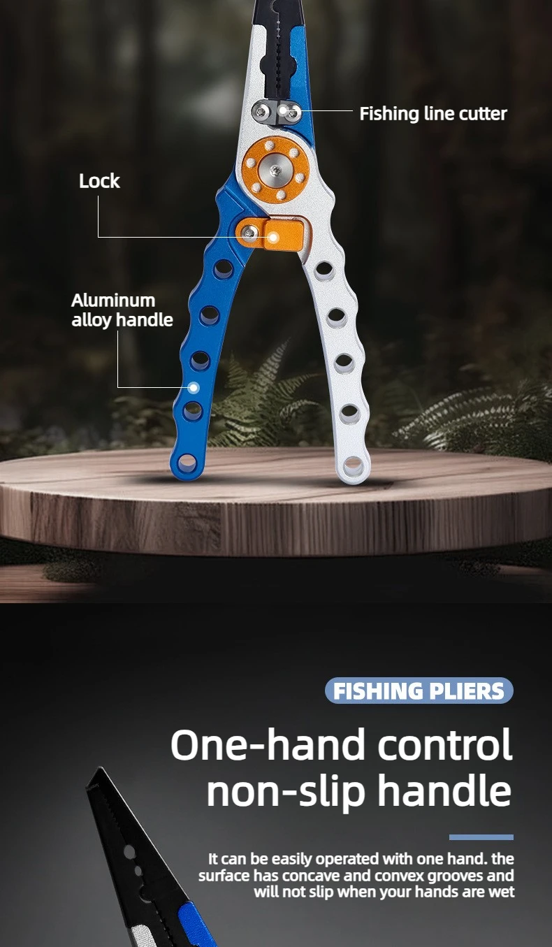 Aluminum Alloy Fishing Pliers Saltwater Corrosion Resistant, Heavy Duty Fishing Multitool with Lanyard Sheath Hook Remover Line