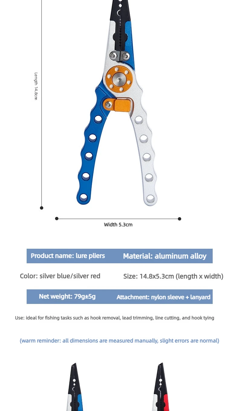 Aluminum Alloy Fishing Pliers Saltwater Corrosion Resistant, Heavy Duty Fishing Multitool with Lanyard Sheath Hook Remover Line