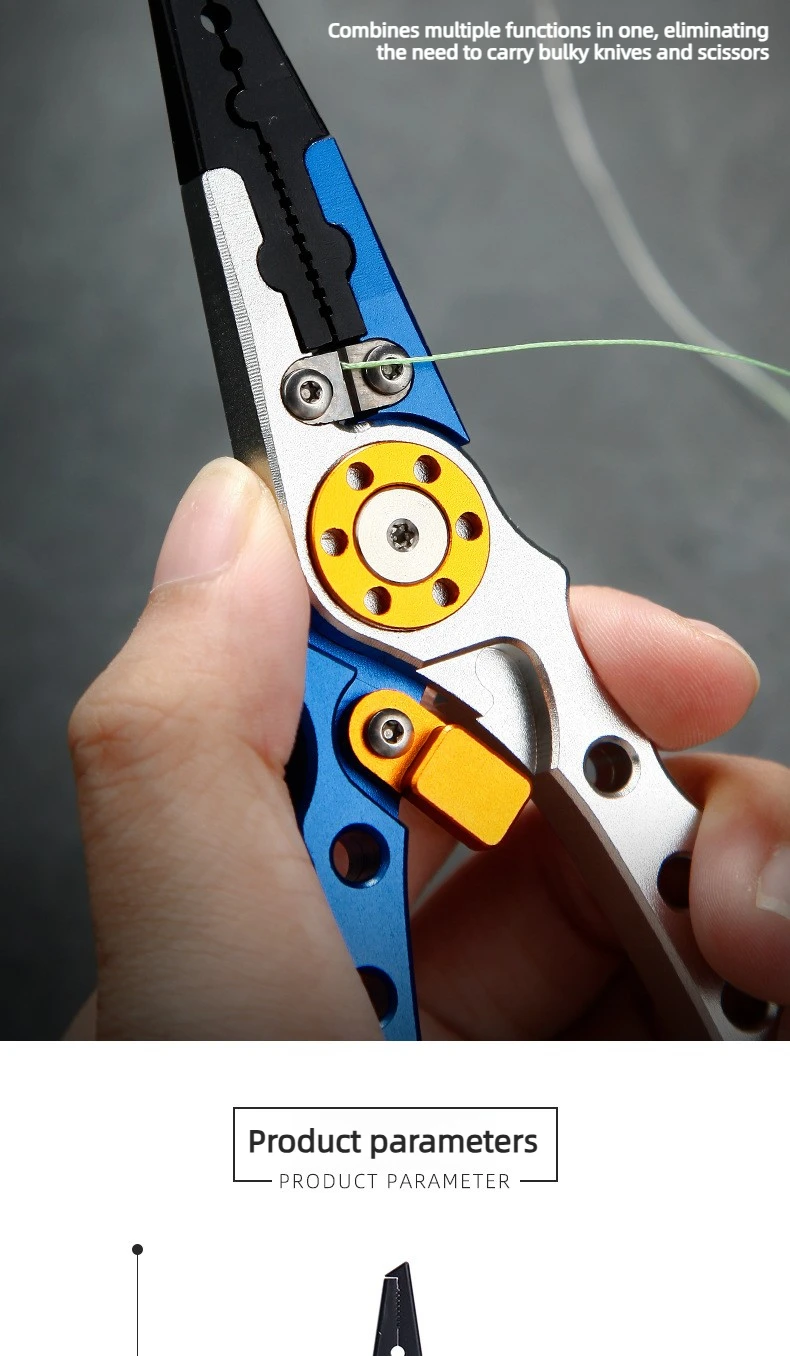 Aluminum Alloy Fishing Pliers Saltwater Corrosion Resistant, Heavy Duty Fishing Multitool with Lanyard Sheath Hook Remover Line