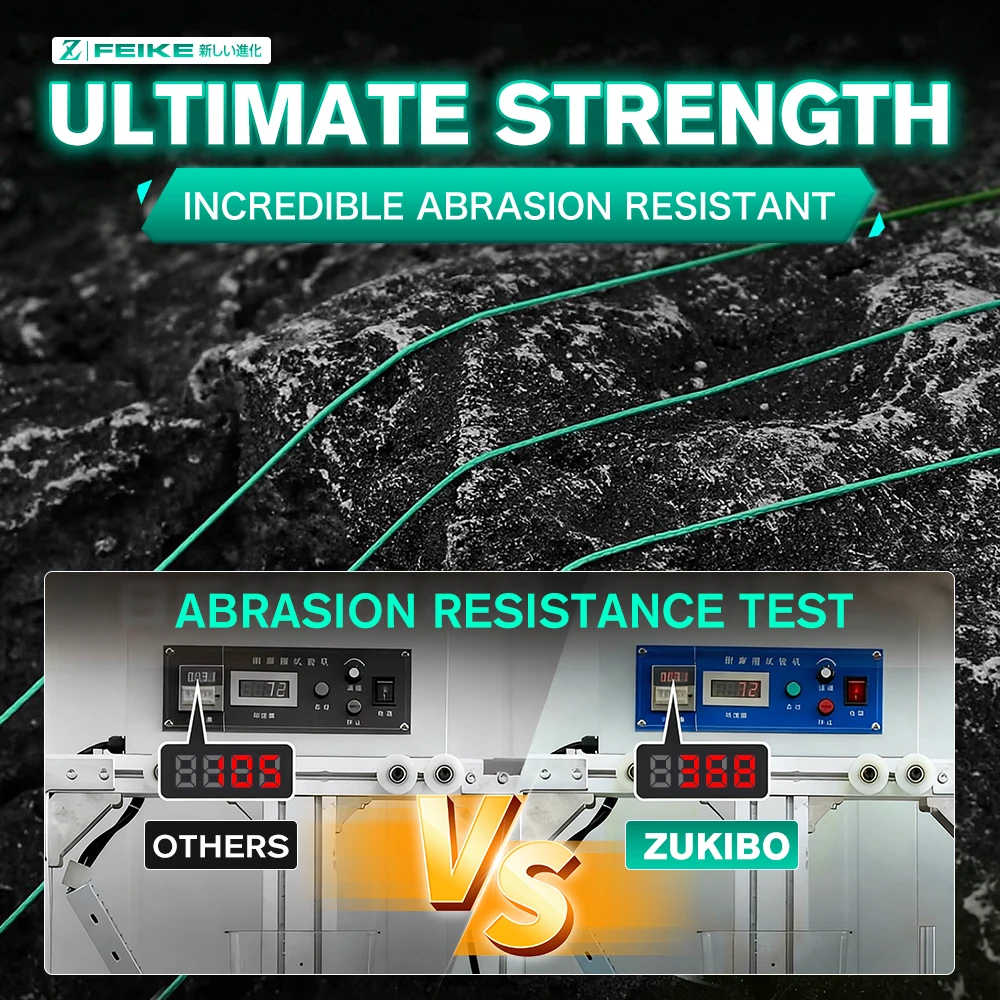 ZUKIBO FEIKE Ⅱ 1000M PE Braided Fishing Line Green Japan Quality Multifilament Smooth Casting Wear Resistant for Bass Fishing
