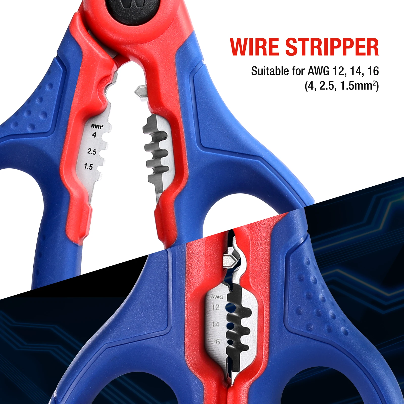 WORKPRO 162 MM Stainless Electricians Scissors with Wire Stripper for Soft Cable (Not Suitable for Diving Use)