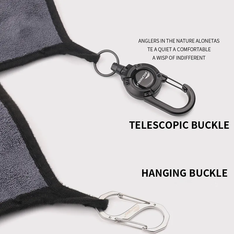 Portable Buckle Fishing Towel with Thickened anti Slip and Hand Wiping Properties, Absorbent Cotton Towel, Outdoor Fishing Tool
